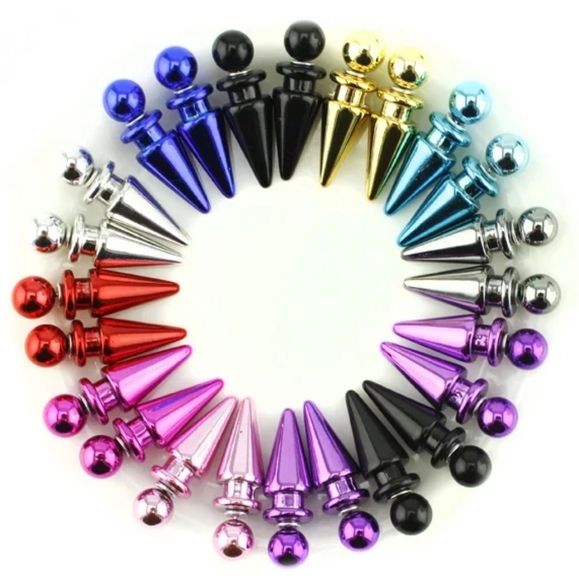 Bullet Double Sided Stud 2 Earrings in One - Picture 2 of 3